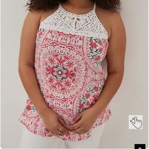 Torrid Knit Macrame High Neck Tank